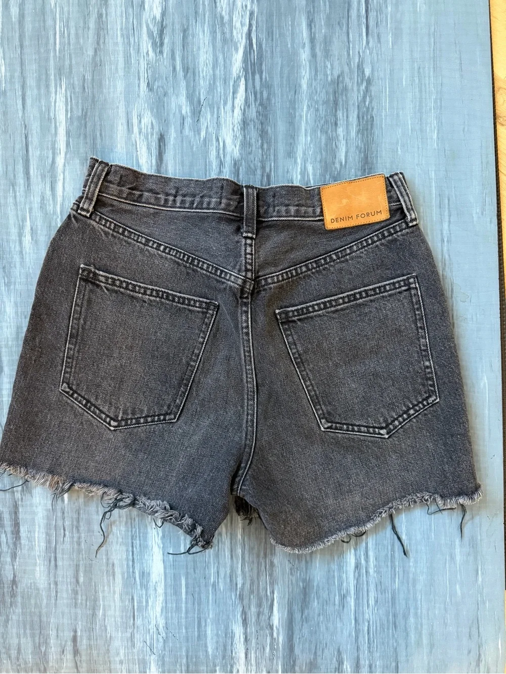 Denim Forum by Aritzia Black Wash Distressed Cutoff Shorts